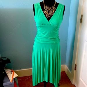 Cynthia Steffe vintage turquoise color dress ruched waist midi length size XL